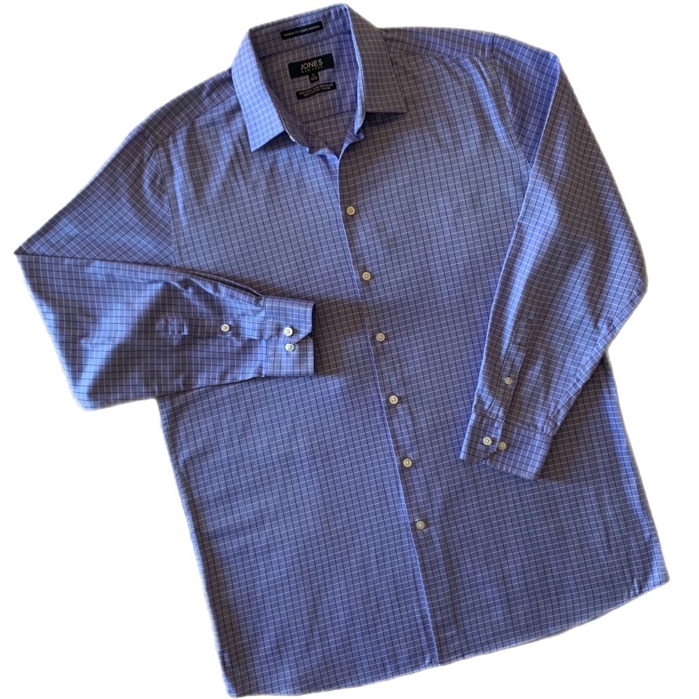 Men’s JONES NEW YORK Modern Fit Non-Iron 100% Cotton Long Sleeve Button Down - Picture 2 of 4
